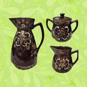 Vintage Japan Ceramic Brown Tea Set